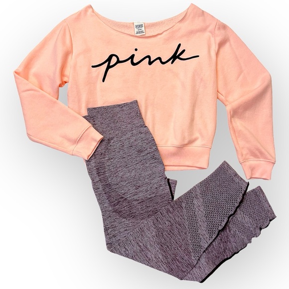 PINK Victoria's Secret Other - PINK Victoria’s Secret workout/lounging Set, sweatshirt & seamless leggings, M/L